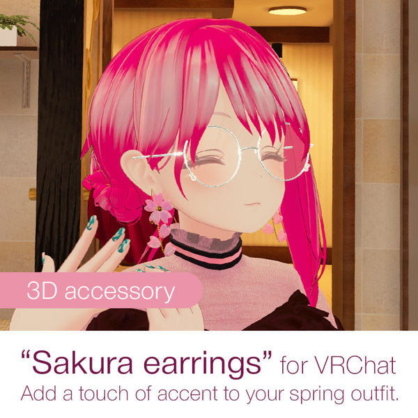 [20240329 - ] "Ryouran" 3D Accessory Sakura Earrings [for VRChat]