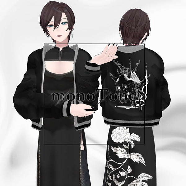 [20240328 - ] "monoTone" 3D Avatar Outfit "Men's Chinese Dress" Compatible with Minase/Maki/Seba-kun/Anri (for VRChat)