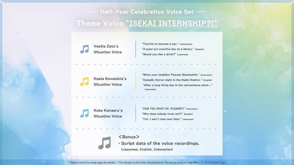 [20220928 - ] "hololive Indonesia 3rd Generation Half-Year Celebration" Half-Year Celebration Voice Set