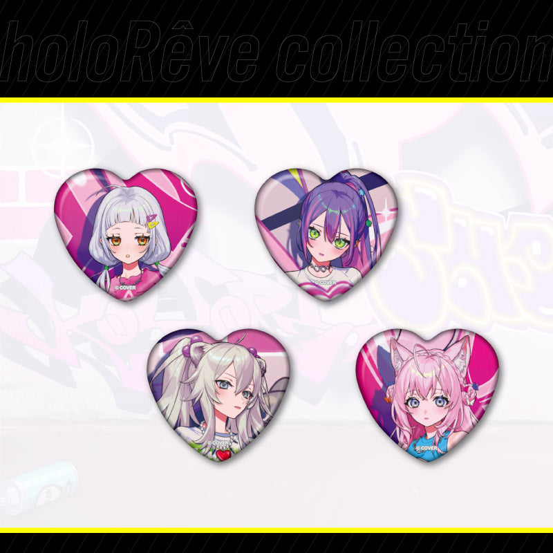 [20240815 - ] "holoRêve collection no.2" Heart-Shaped Button Badge