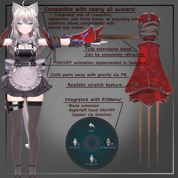 [20251113 - ] "t-shop"【Compatible with almost all avatars / includes appearance animation / pre-set for 16 avatars】Gōjin Saishō (剛刃犀爪) RhinoClaw【VRChat】