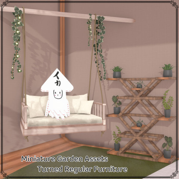 [20251002 - ] "IKA 3DCG art studio" [For VRChat] Miniature Garden Assets Turned Regular Furniture (65 items)