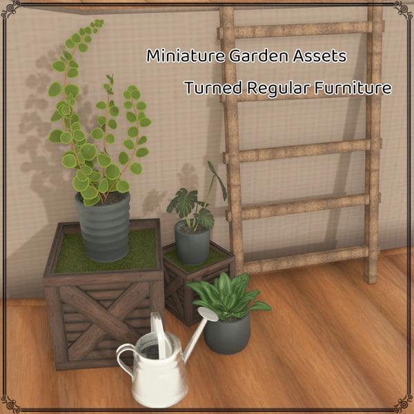 [20251002 - ] "IKA 3DCG art studio" [For VRChat] Miniature Garden Assets Turned Regular Furniture (65 items)
