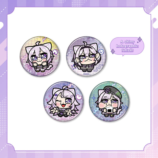 [20251102 - 20251208] "Nekomata Okayu 6th Anniversary Celebration" Set of 4 Supa Cute Button Badges!