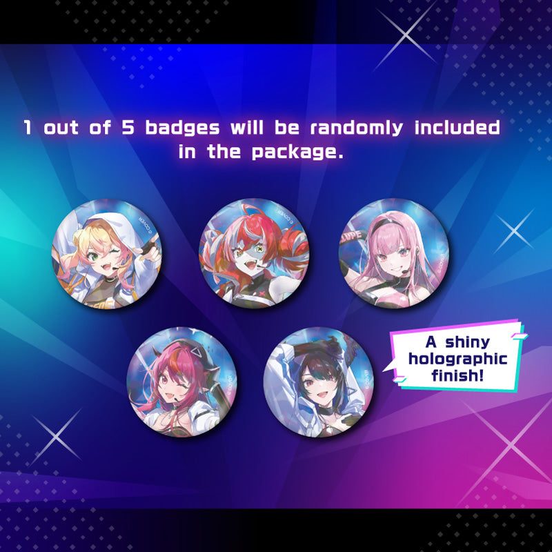 "hololive STAGE World Tour '25 -Synchronize!- Key Visual Merchandise" Random Holographic Button Badge