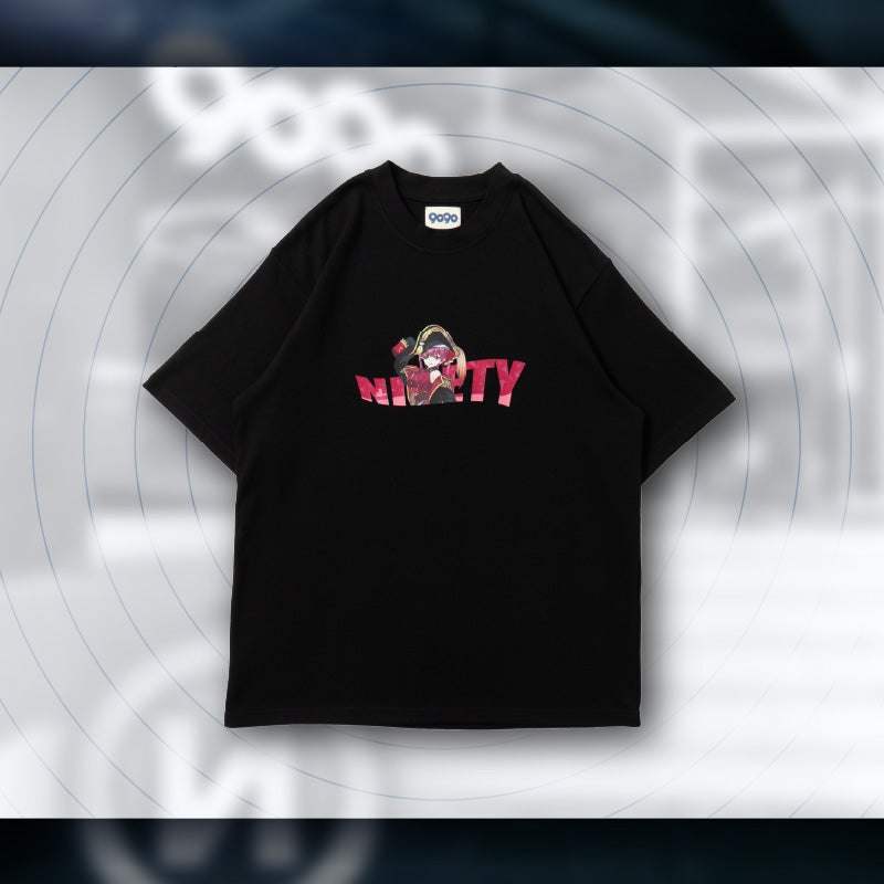 [20240906 - ] "hololive×9090 collab merch" Wave Logo Oversized Tee Black ver.