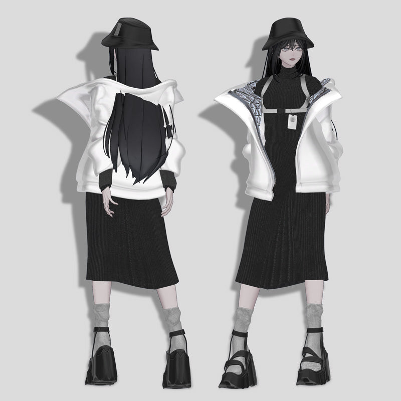 [20241129 - ] "monoTone" 3D Avatar Outfit 5 Avatars Compatibility + Base Model Included "Casual Chic" [Compatible with Artemis/Lapwing/Shinra/Kikyo/Binah] (for VRChat)