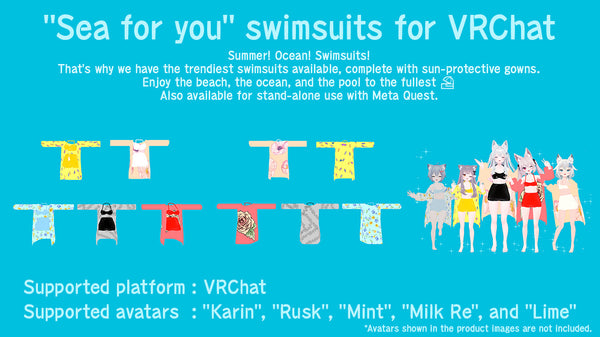 [20230921 - ] "Ryouran" Karin, Rusk, Mint, Milk Re, Lime compatible Sea for you [Swimsuit for VRC]