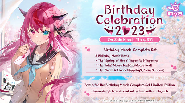 [20230307 - 20230410] [Limited Quantity/Handwritten Bonus] "IRyS Birthday Celebration 2023" Birthday Merch Complete Set Limited Edition